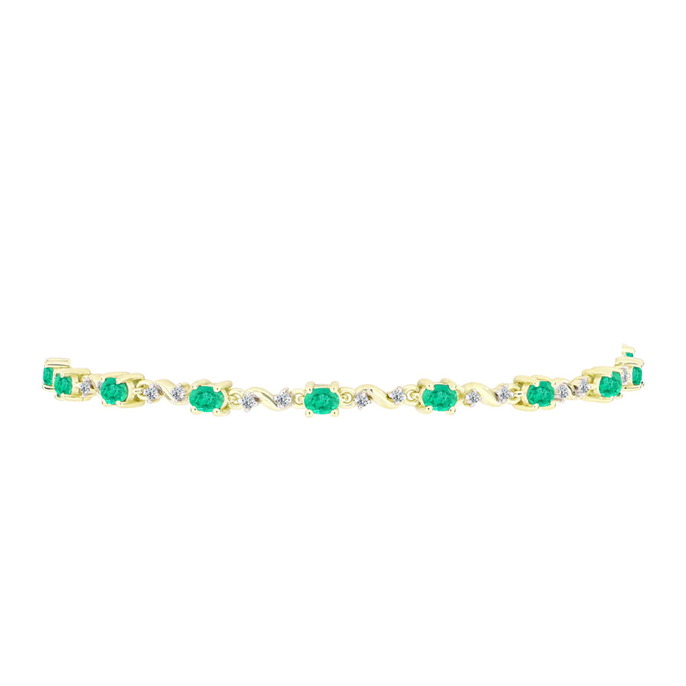 Goldplattiertes Silberarmband mit kolumbianischem Smaragd und weißem Diamant 2 