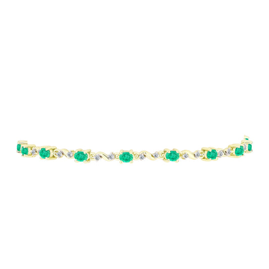 Goldplattiertes Silberarmband mit kolumbianischem Smaragd und weißem Diamant