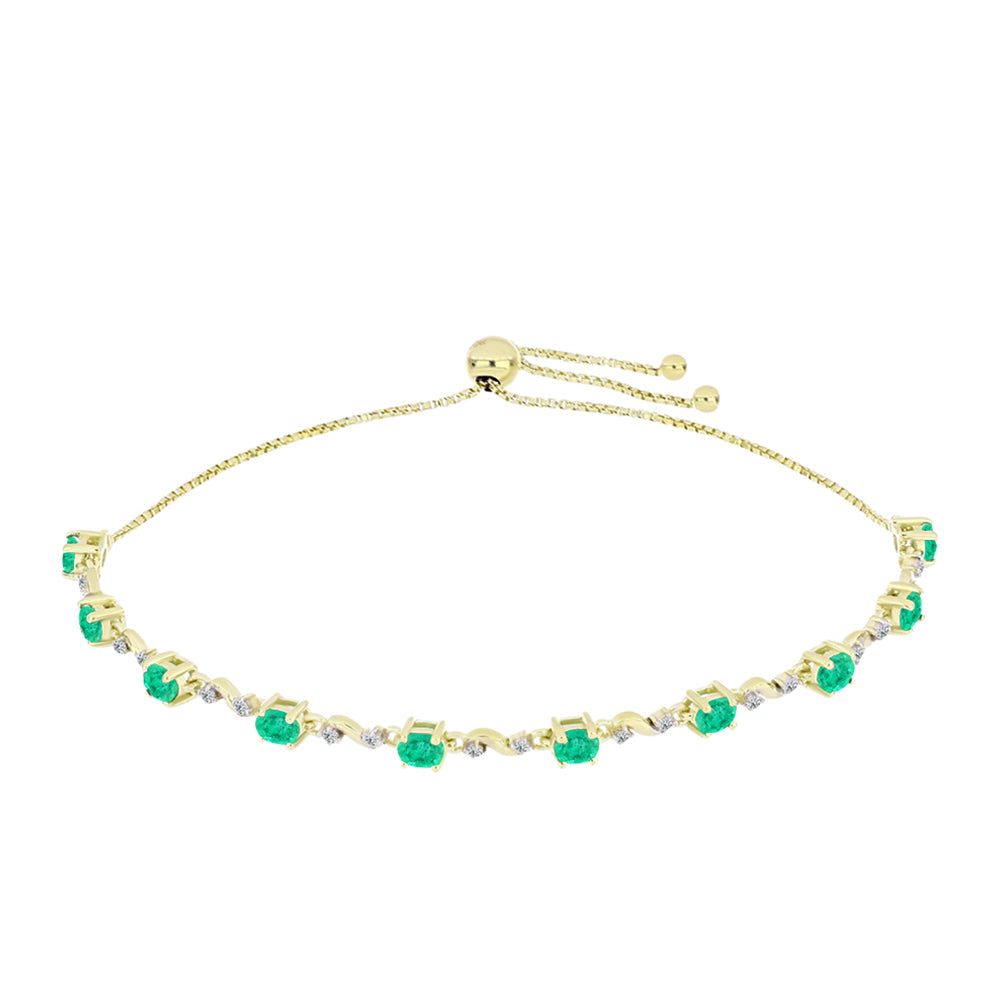 Goldplattiertes Silberarmband mit kolumbianischem Smaragd und weißem Diamant 1 