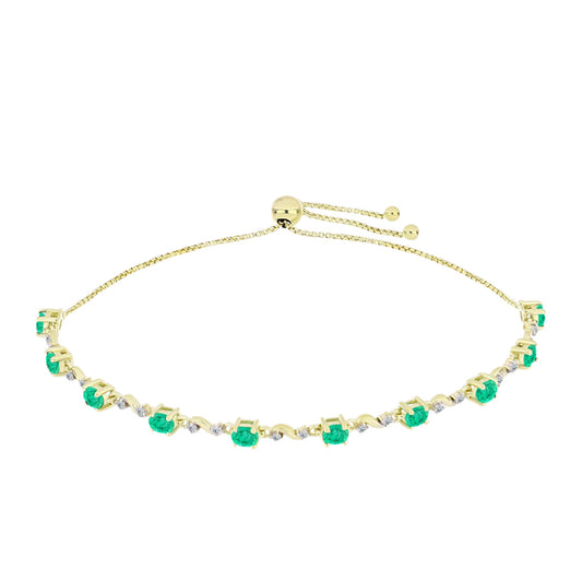 Goldplattiertes Silberarmband mit kolumbianischem Smaragd und weißem Diamant