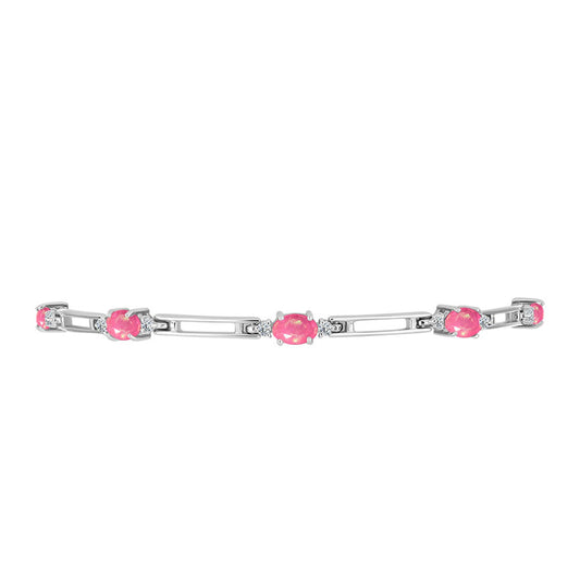 Silberarmband mit rosa Opal aus Lega Dembi und weißem Topas