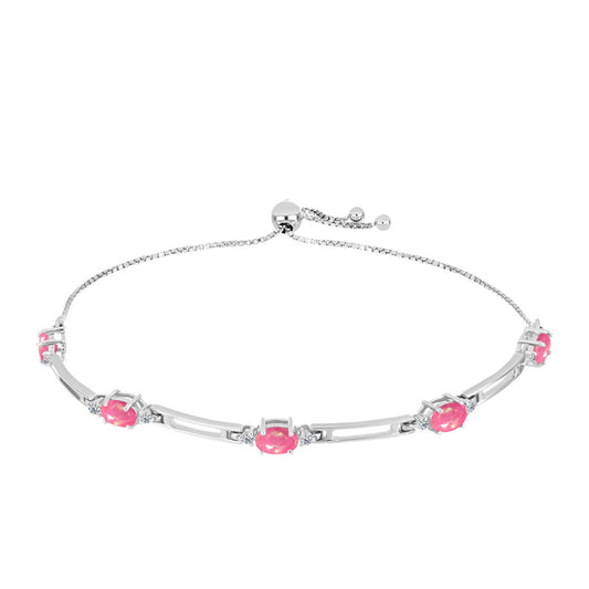 Silberarmband mit rosa Opal aus Lega Dembi und weißem Topas