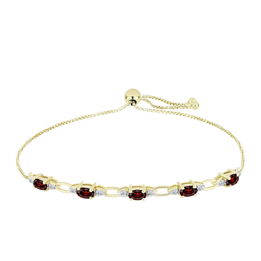 Goldplattiertes Silberarmband mit Barton Granat und weißem Topas