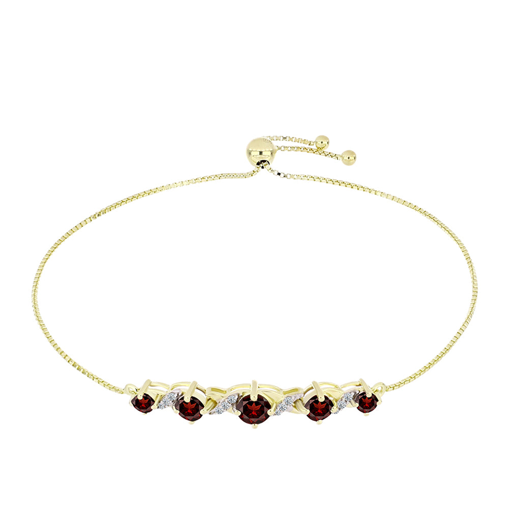 Goldplattiertes Silberarmband mit Barton Granat und weißem Topas