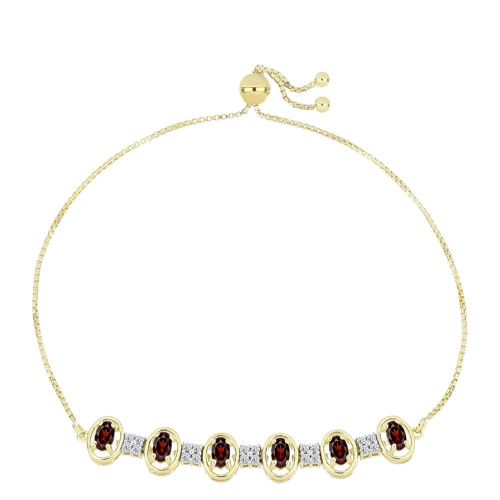 Goldplattiertes Silberarmband mit Barton Granat und weißem Topas