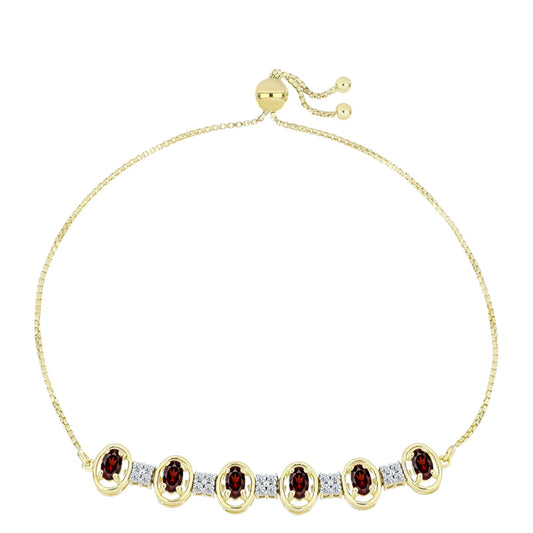 Goldplattiertes Silberarmband mit Barton Granat und weißem Topas