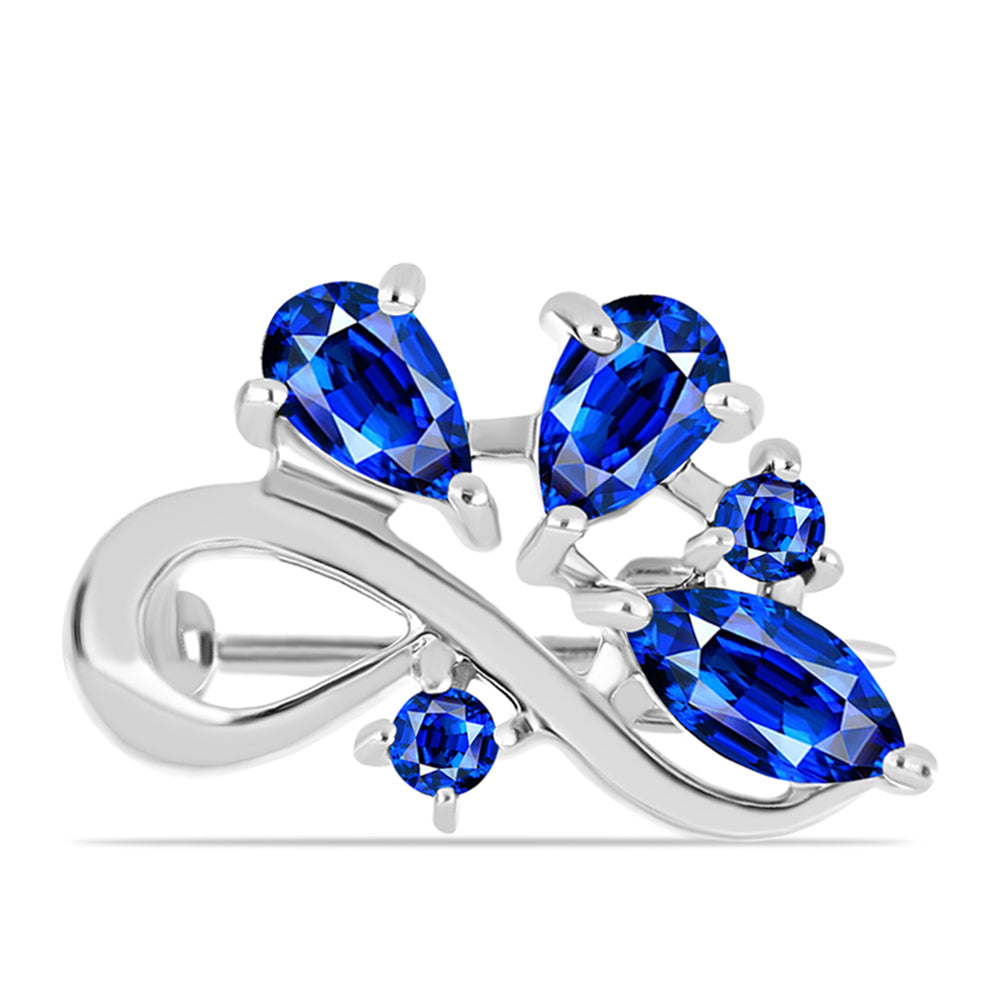 Silberbrosche mit australischem blauem Saphir