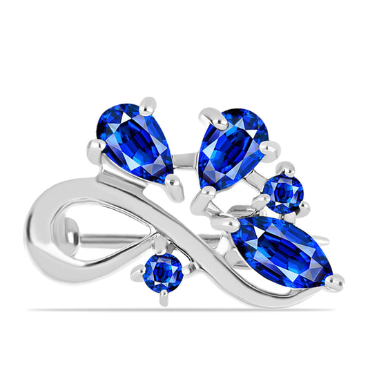 Silberbrosche mit australischem blauem Saphir