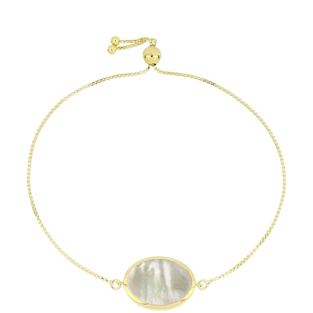 Goldplattiertes Silberarmband mit Perlmutt 1 