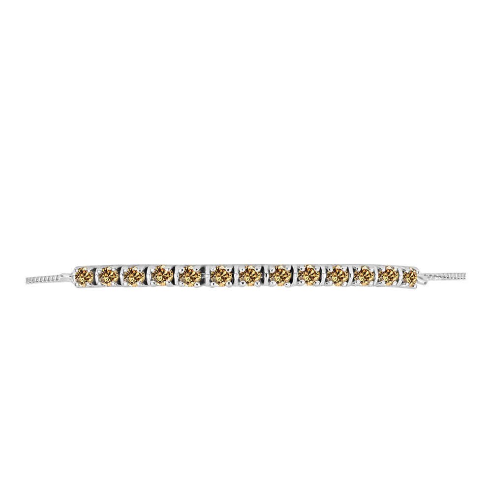 Silberarmband mit Champagnerfarbenem Moissanit 2 