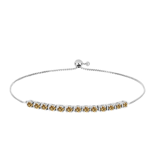 Silberarmband mit Champagnerfarbenem Moissanit