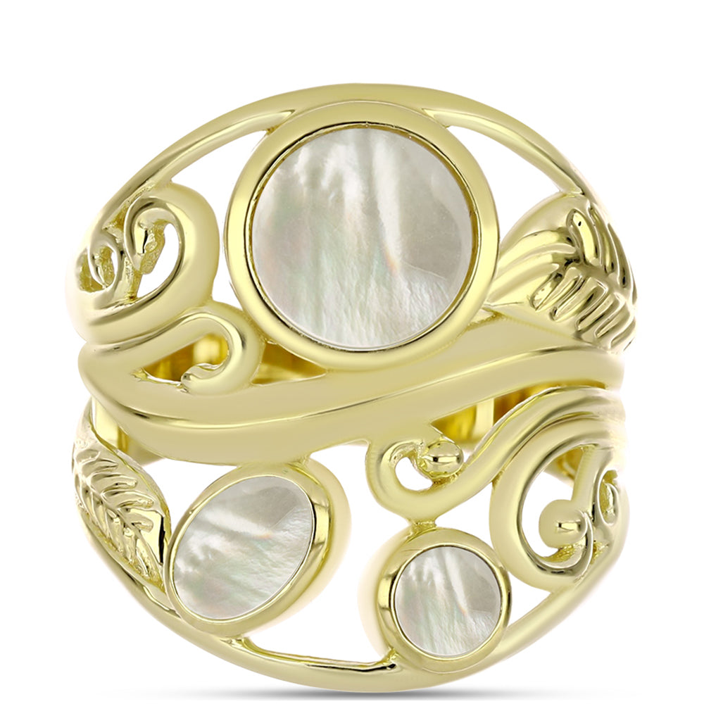 Goldplattierter Silberring mit Perlmutt 1 