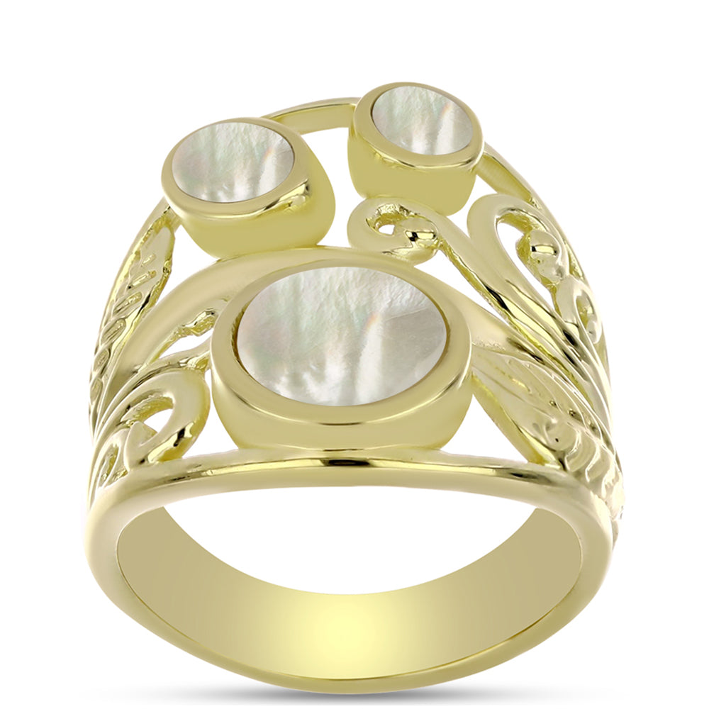 Goldplattierter Silberring mit Perlmutt 3 