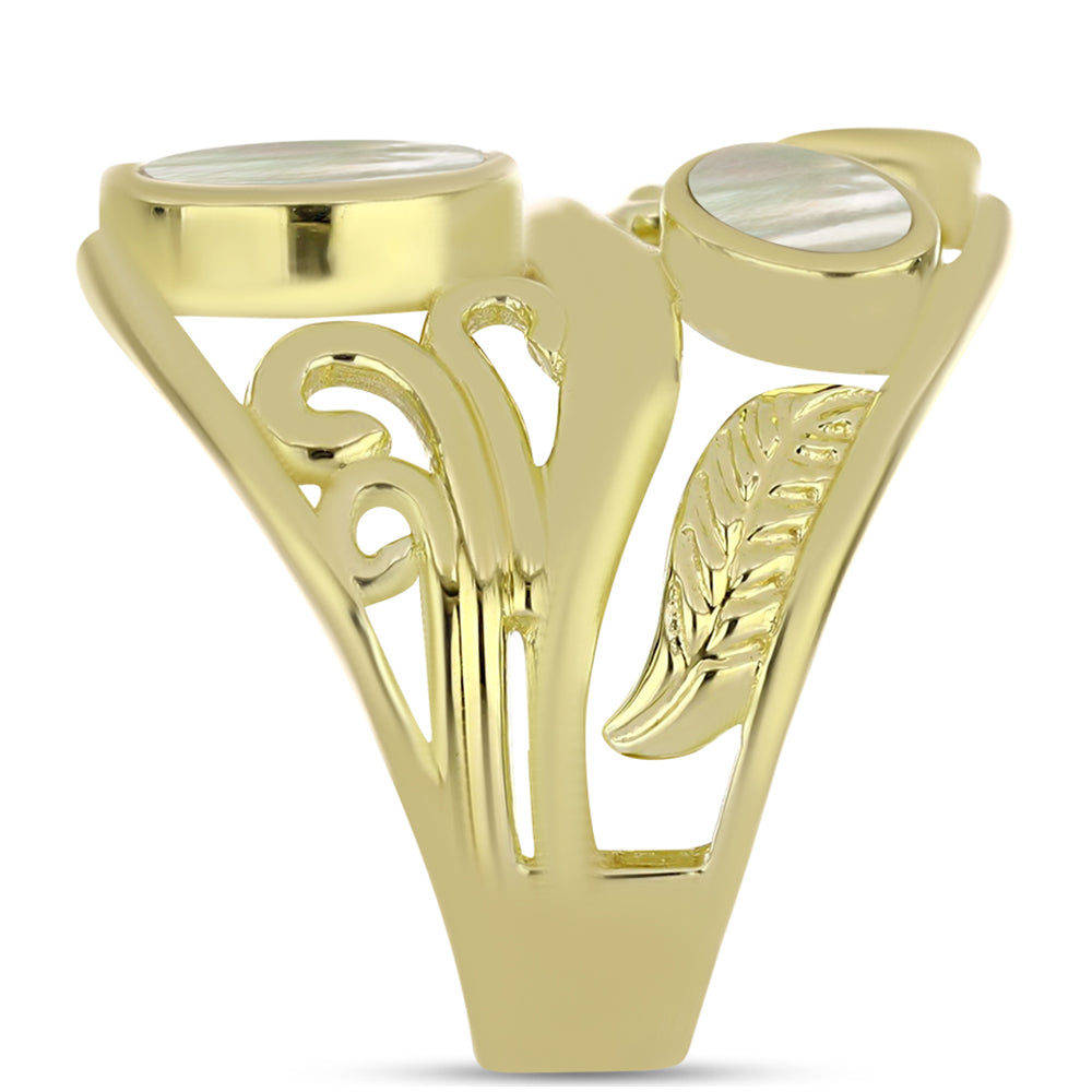 Goldplattierter Silberring mit Perlmutt