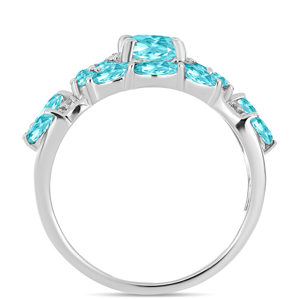 Silberring mit Paraiba Quarz und weißem Topas 2 