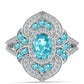 Silberring mit Paraiba Quarz und weißem Topas