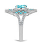 Silberring mit Paraiba Quarz und weißem Topas