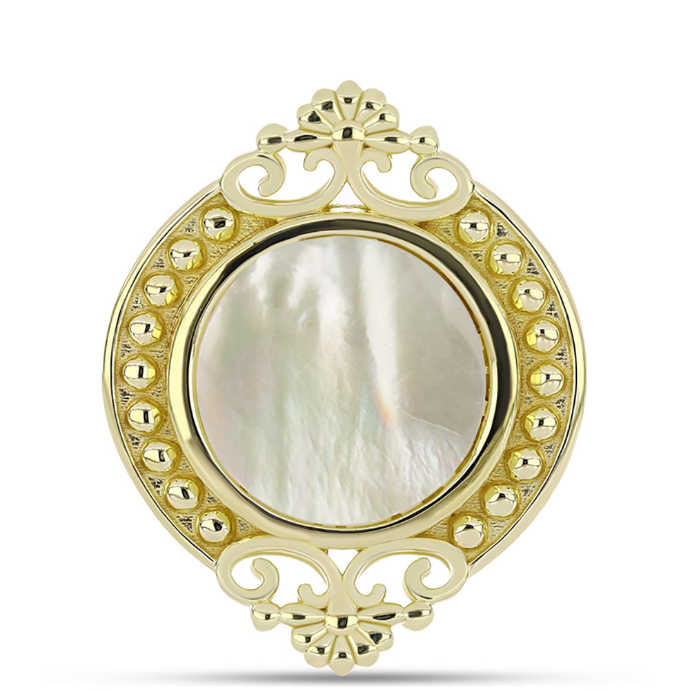 Goldplattierter Silberring mit Perlmutt