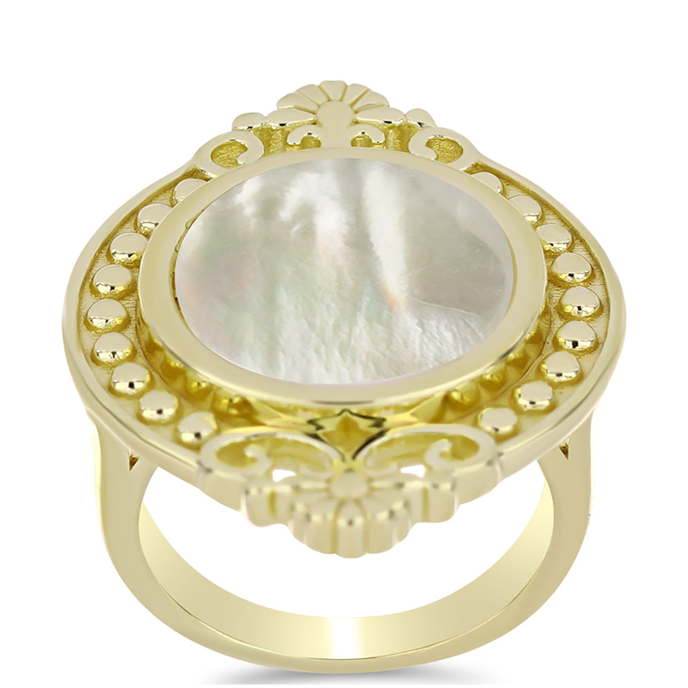 Goldplattierter Silberring mit Perlmutt 3 