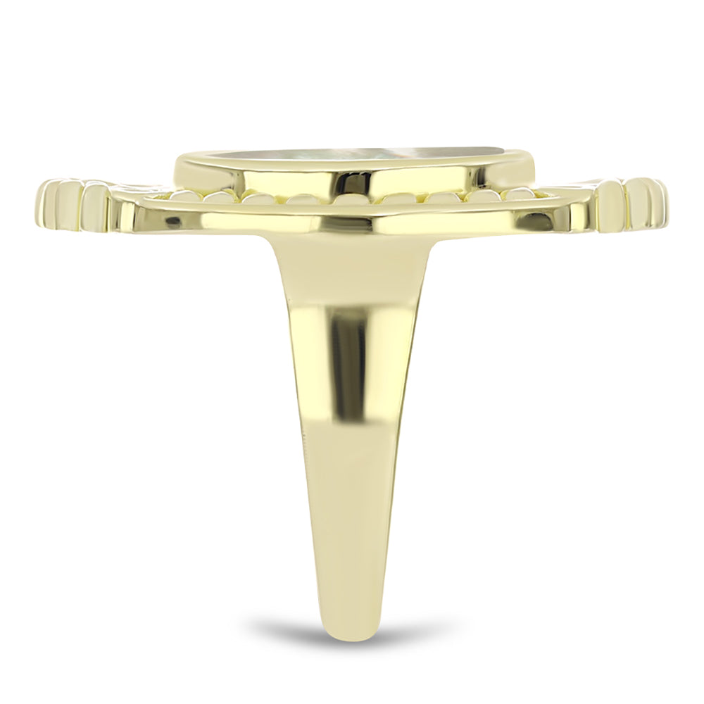 Goldplattierter Silberring mit Perlmutt