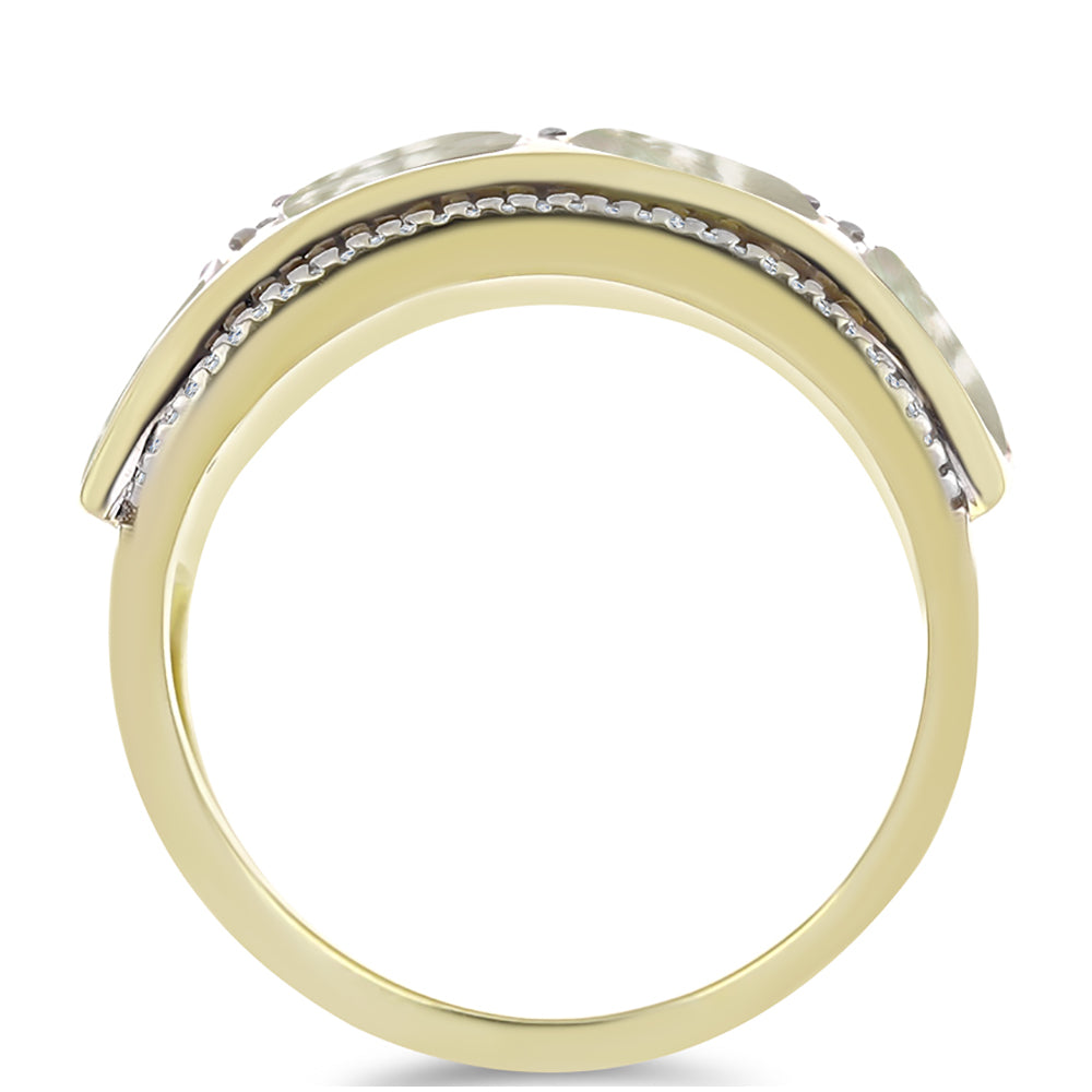 Goldplattierter Silberring mit Perlmutt und weißem Topas 2 