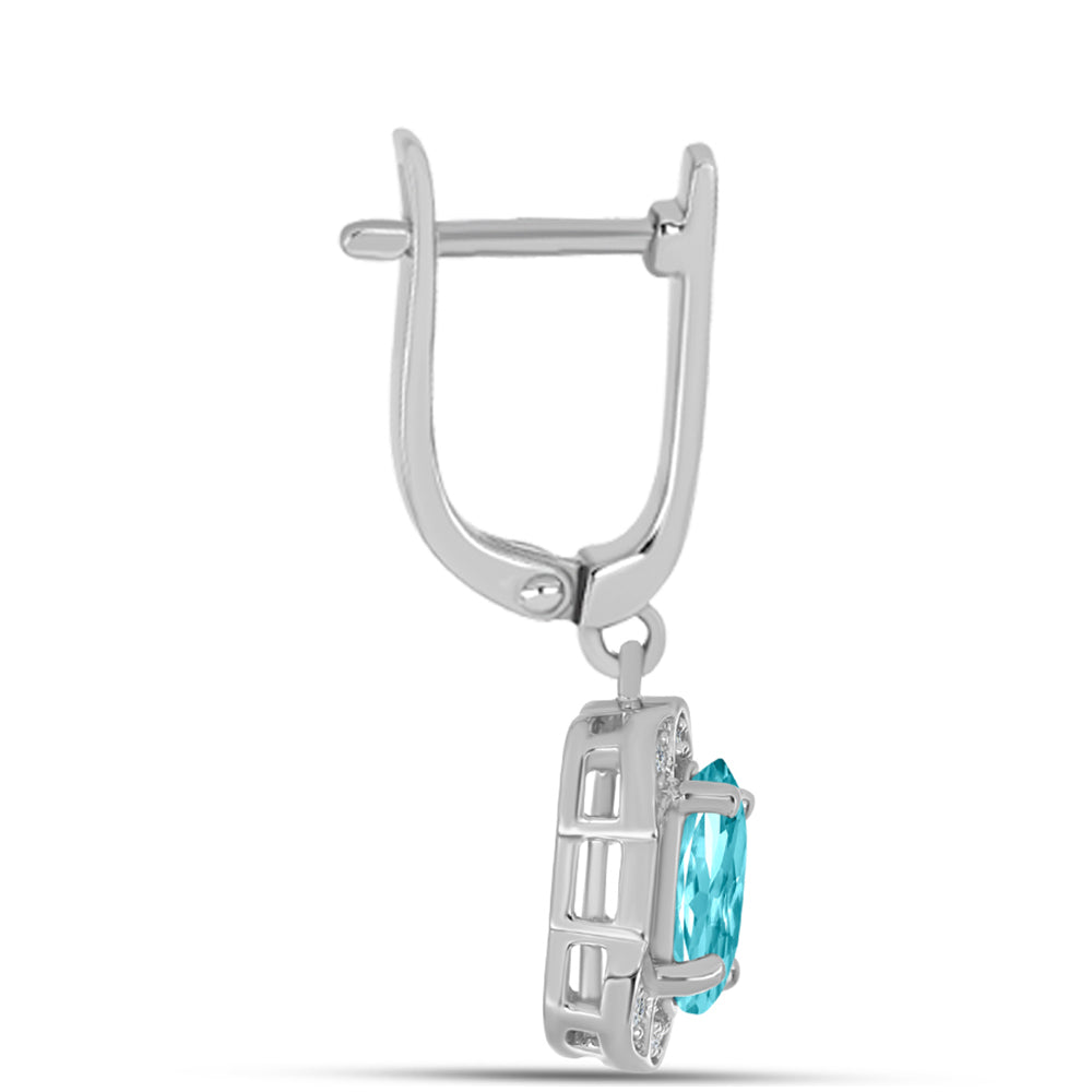 Silberohrringe mit Paraiba Quarz und weißem Topas 2 