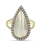 Goldplattierter Silberring mit Perlmutt und weißem Topas