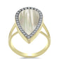 Goldplattierter Silberring mit Perlmutt und weißem Topas