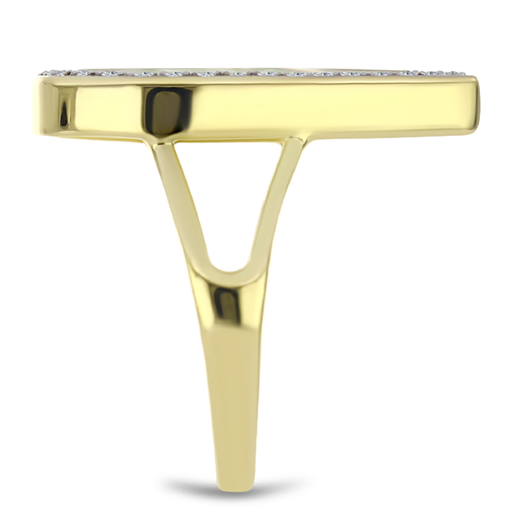 Goldplattierter Silberring mit Perlmutt und weißem Topas 4 