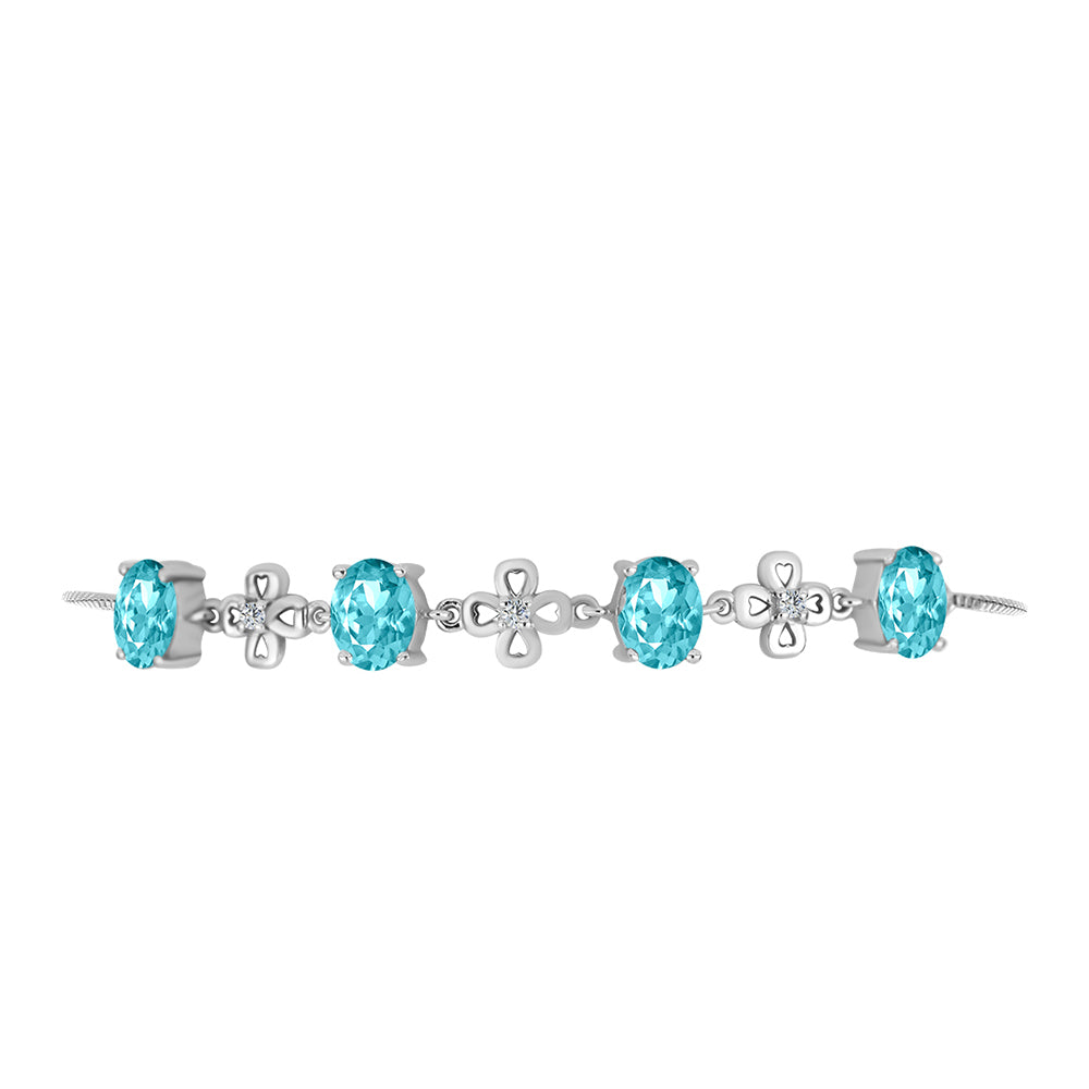 Silberarmband mit Paraiba Quarz und weißem Topas 2 