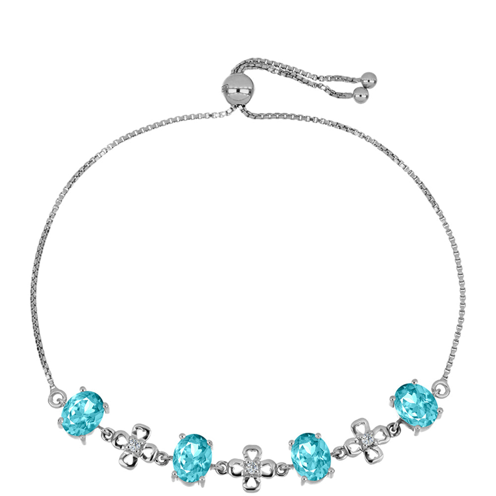 Silberarmband mit Paraiba Quarz und weißem Topas 1 