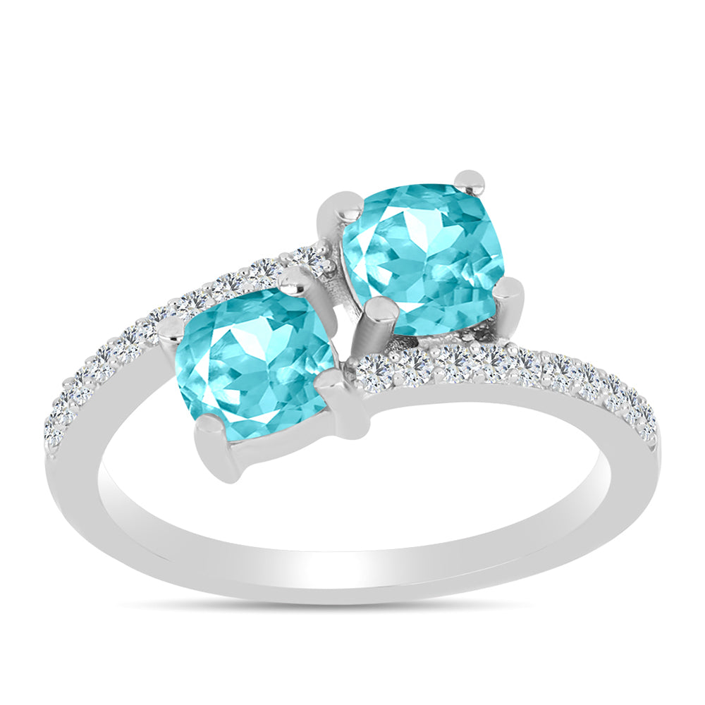 Silberring mit Paraiba Quarz und weißem Topas 3 