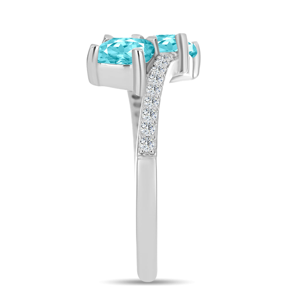Silberring mit Paraiba Quarz und weißem Topas 4 