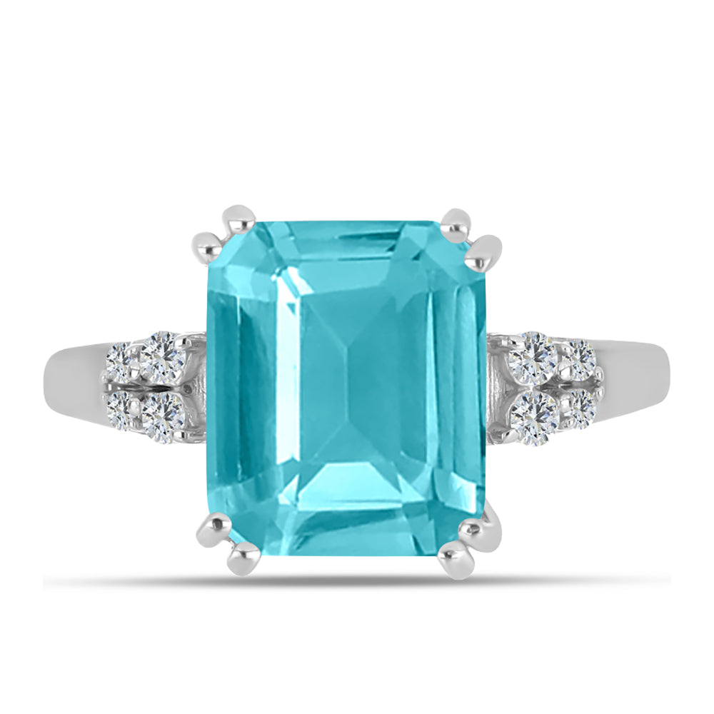 Silberring mit Paraiba Quarz und weißem Topas