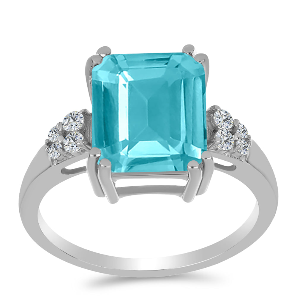 Silberring mit Paraiba Quarz und weißem Topas