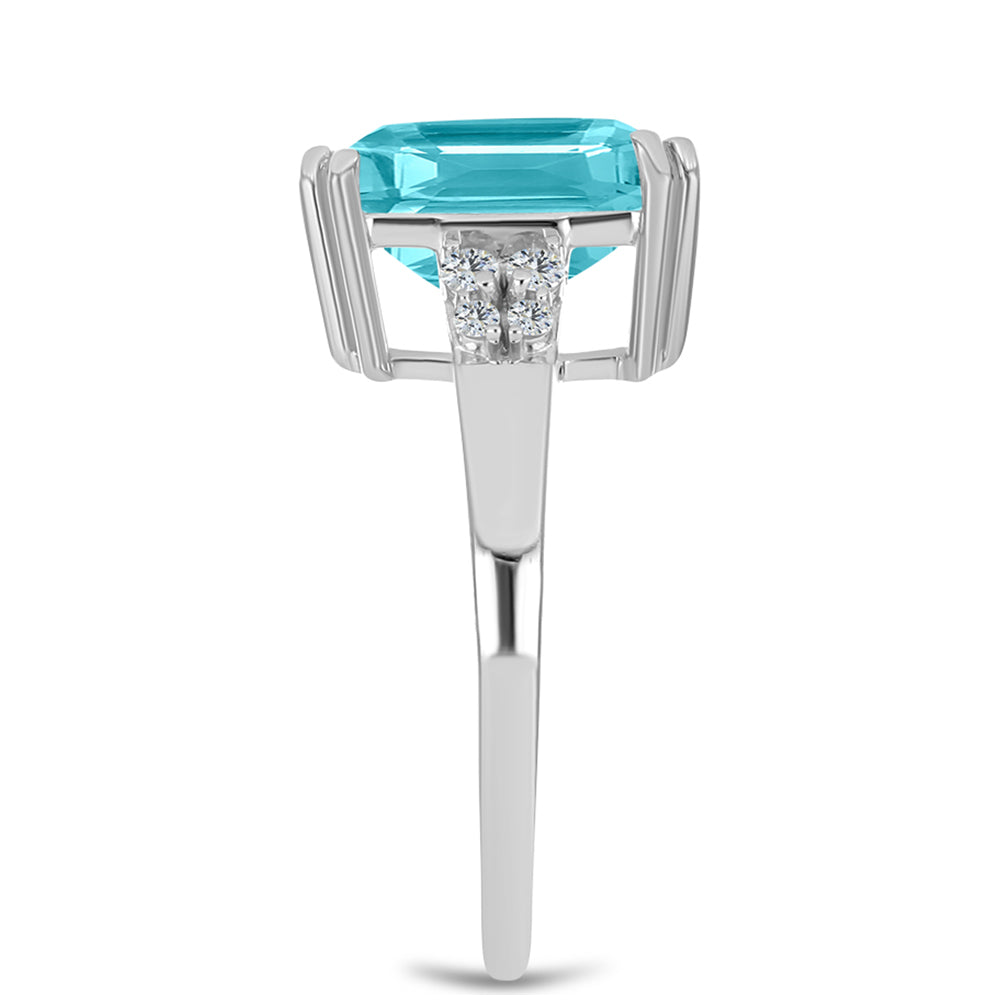 Silberring mit Paraiba Quarz und weißem Topas