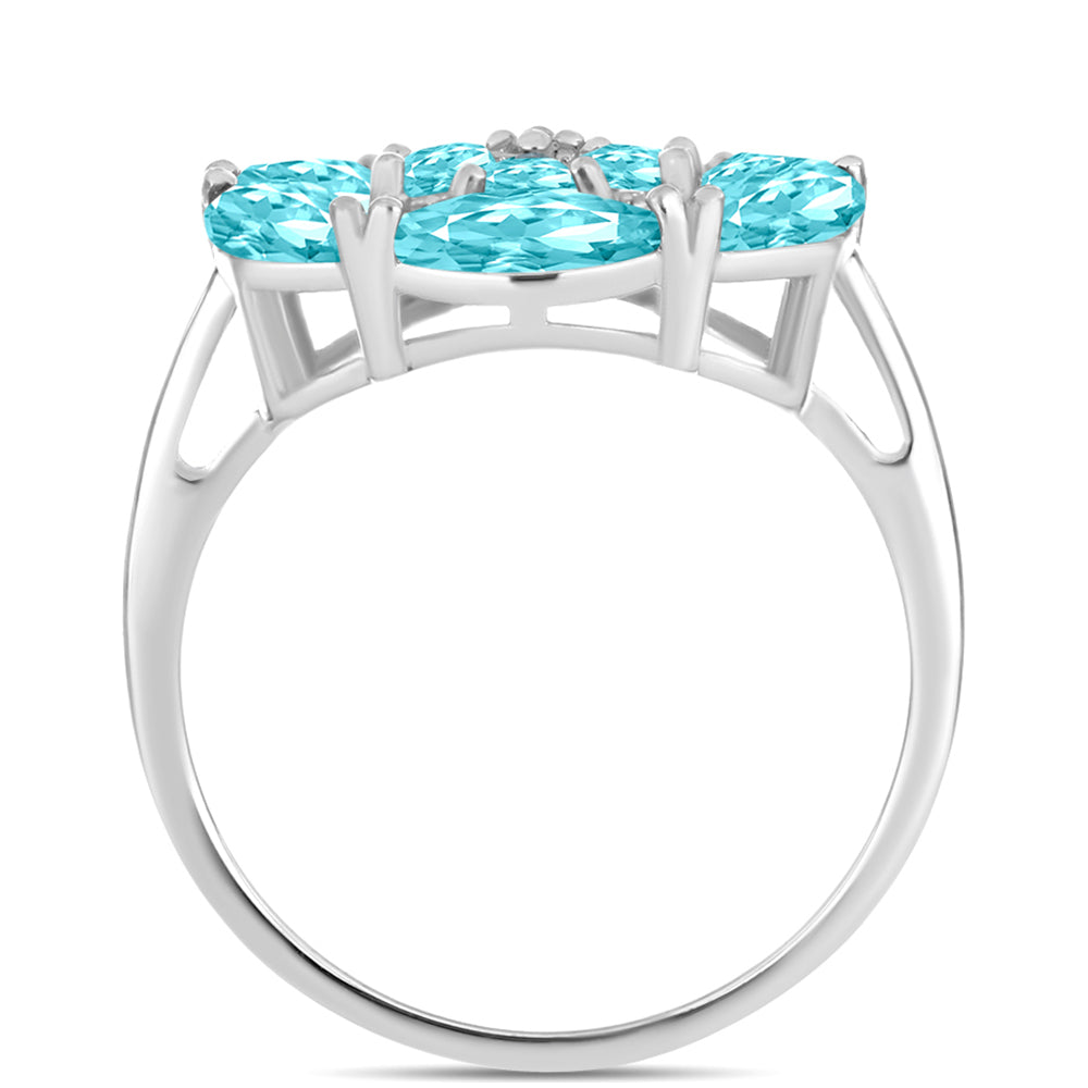 Silberring mit Paraiba Quarz und weißem Topas 2 