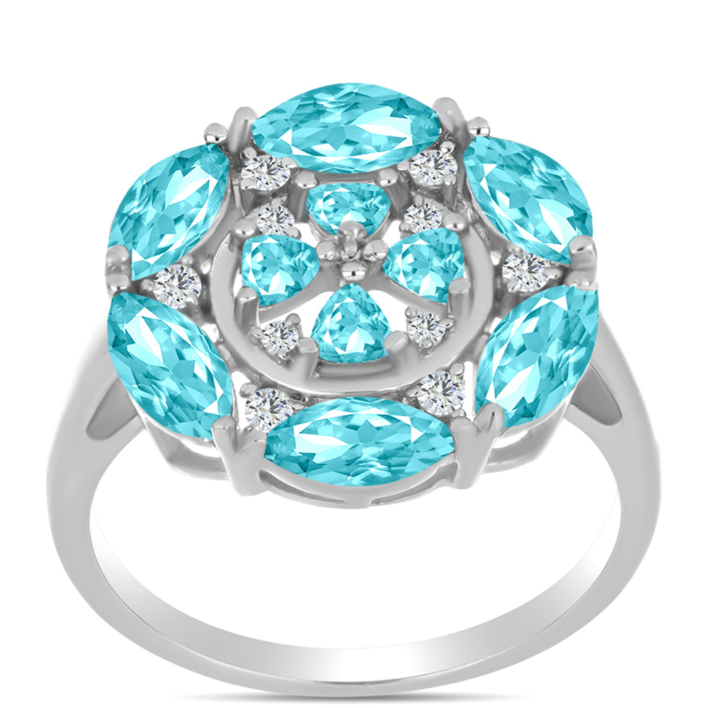 Silberring mit Paraiba Quarz und weißem Topas 3 