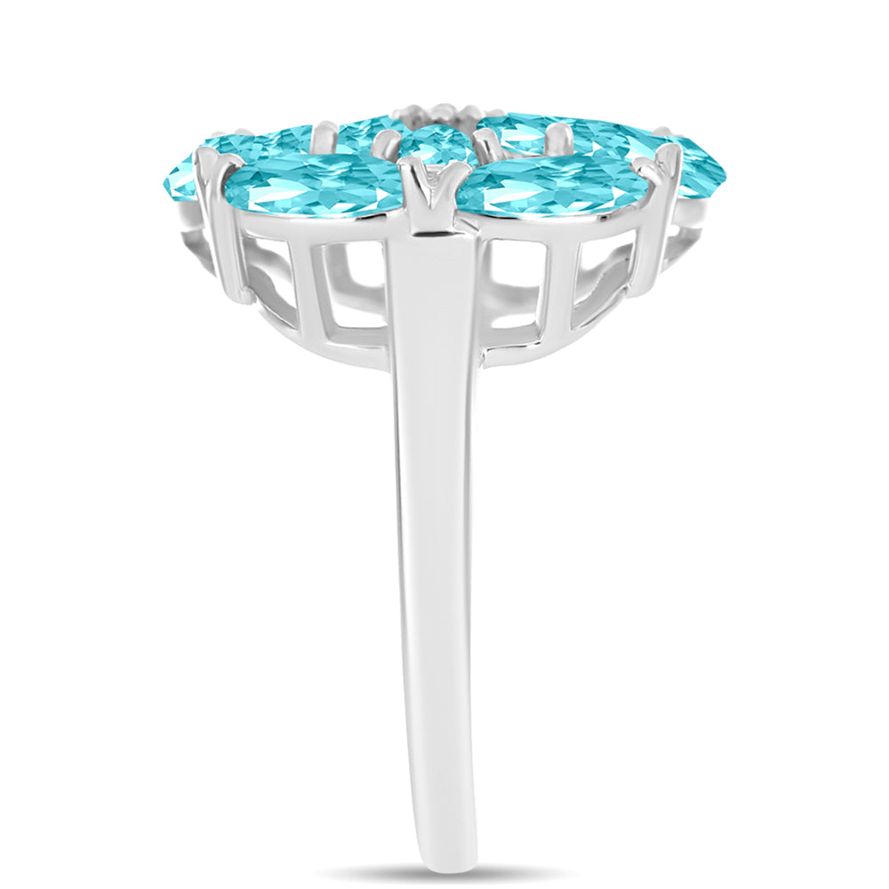 Silberring mit Paraiba Quarz und weißem Topas 4 