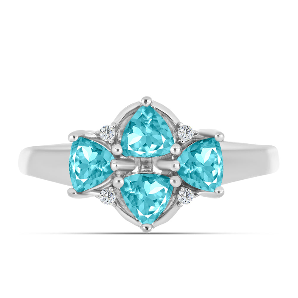 Silberring mit Paraiba Quarz und weißem Topas 1 