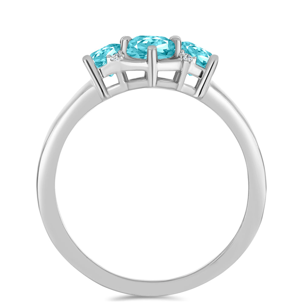 Silberring mit Paraiba Quarz und weißem Topas