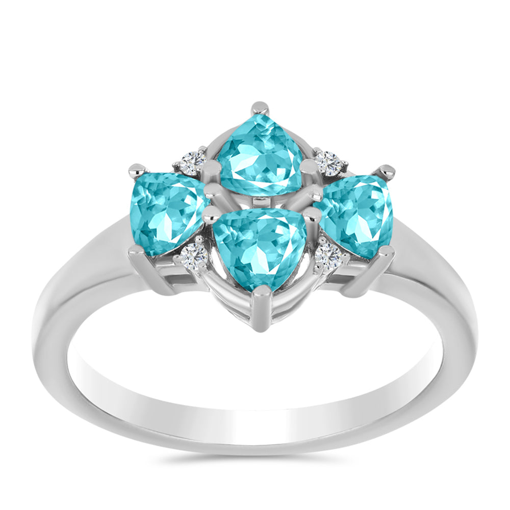Silberring mit Paraiba Quarz und weißem Topas 3 