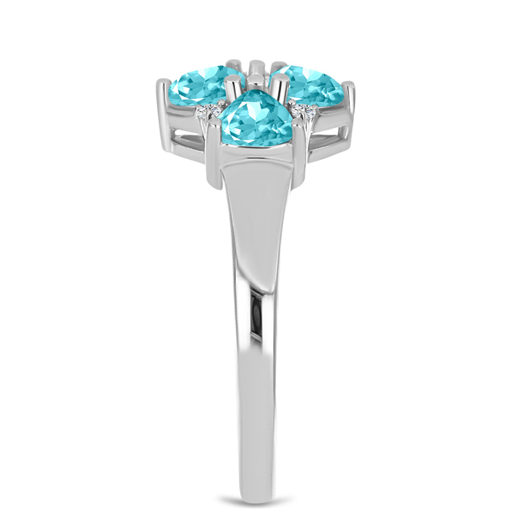 Silberring mit Paraiba Quarz und weißem Topas