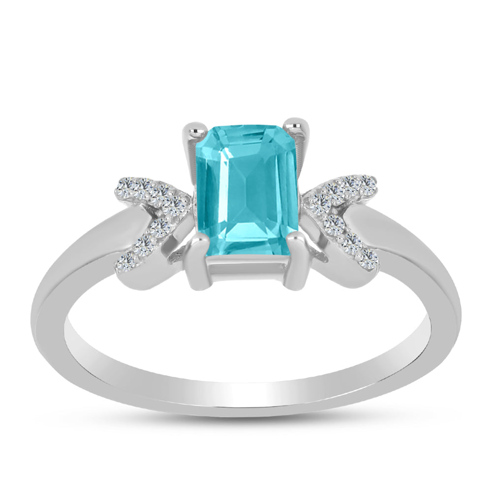 Silberring mit Paraiba Quarz und weißem Topas 3 