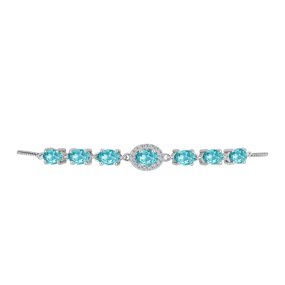 Silberarmband mit Paraiba Quarz und weißem Topas 2 