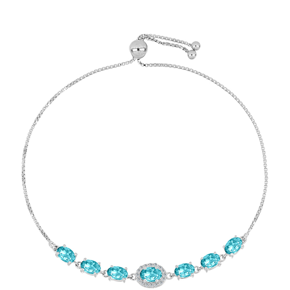 Silberarmband mit Paraiba Quarz und weißem Topas 1 