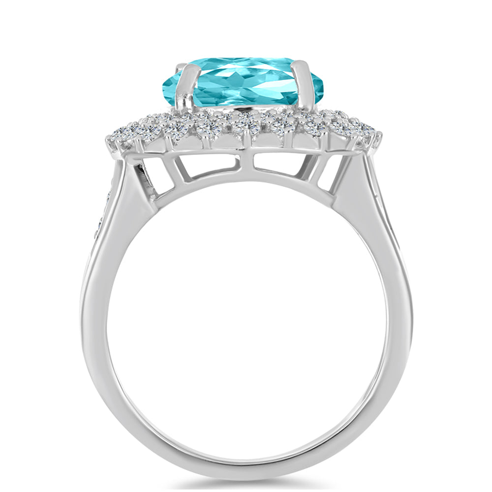 Silberring mit Paraiba Quarz und weißem Topas