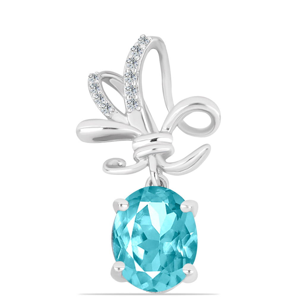 Silberanhänger mit Paraiba Quarz und weißem Topas 1 