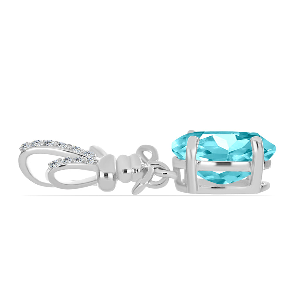 Silberanhänger mit Paraiba Quarz und weißem Topas 2 