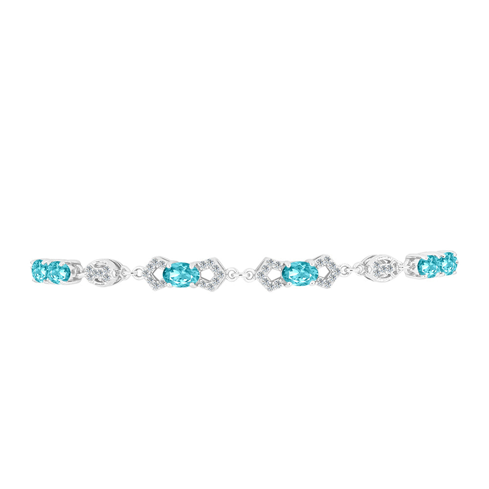 Silberarmband mit Paraiba Quarz und weißem Topas 2 